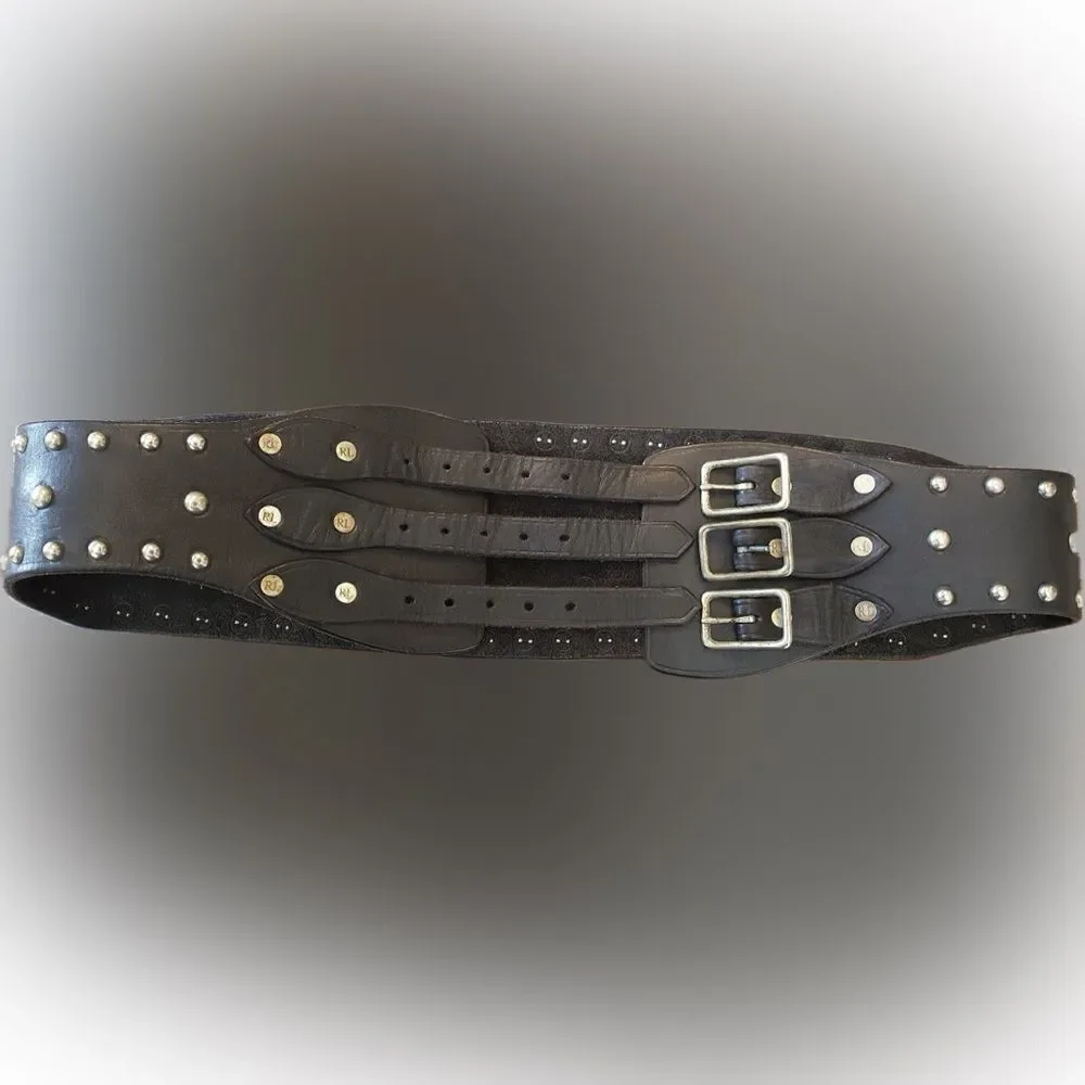*Ralph Lauren Collection Spring '07 Runway Wide Black Leather Kidney Corset Belt